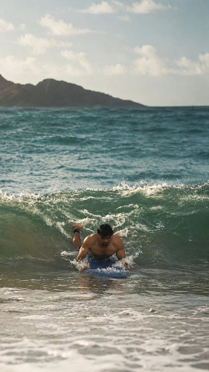 Surfing in Weligama, Sri Lanka